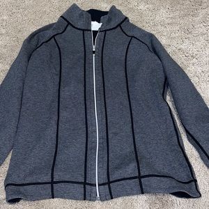 Long sleeve zip up jacket,striped,black&white